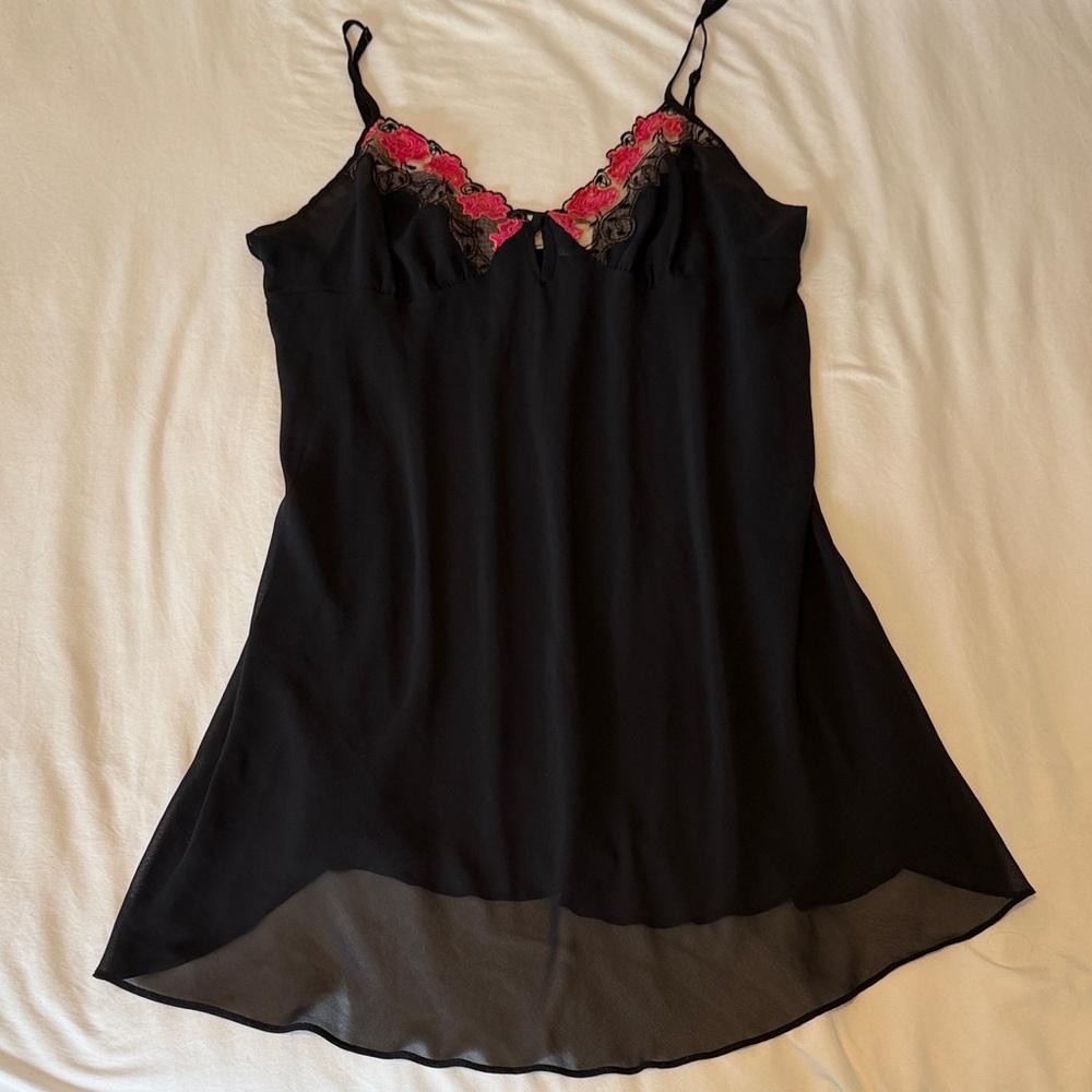 Gilligan & O'Malley Black Dress with Pink Lace Detail